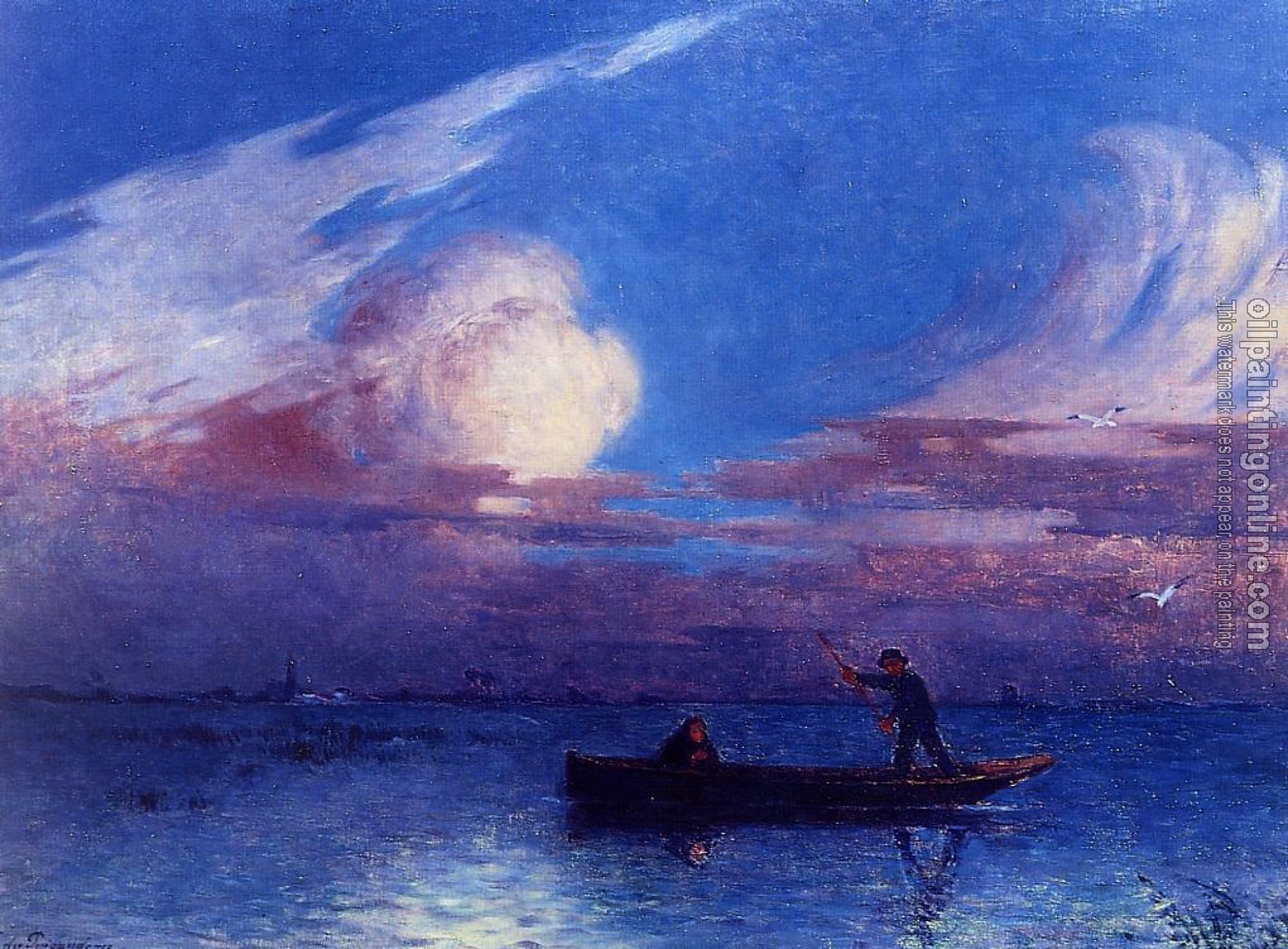 Ferdinand Loyen Du Puigaudeau - Nighttime Boat Ride at Briere